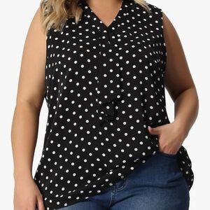 Black and White Polka Dot Tank Top 2x Plus